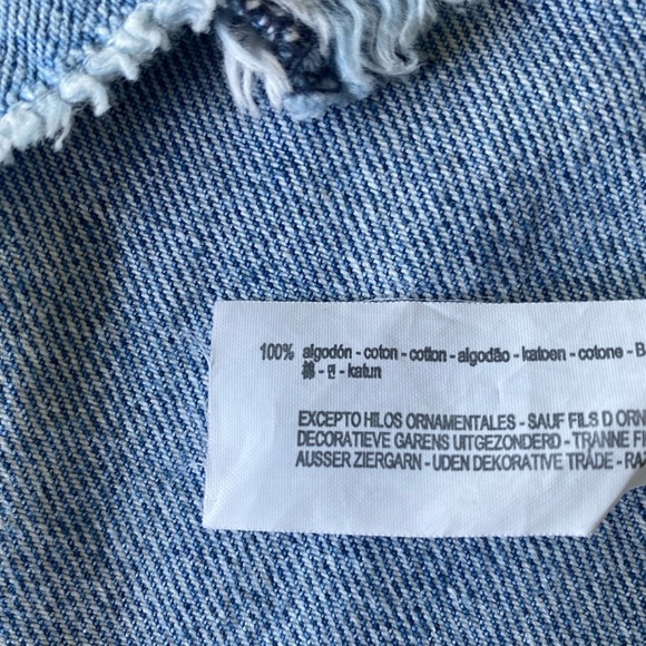 Zara 100% Cotton basic denim z1975 embroidered mini skirt high low size M - Picture 4 of 6